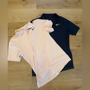 Nike Men’s Small Polo Shirt Duo - Light Pink and Navy Blue